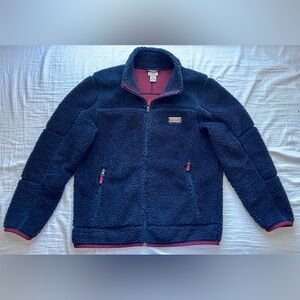 L.L. Bean Men’s Sherpa Fleece Jacket Medium Regular - Navy and Red
